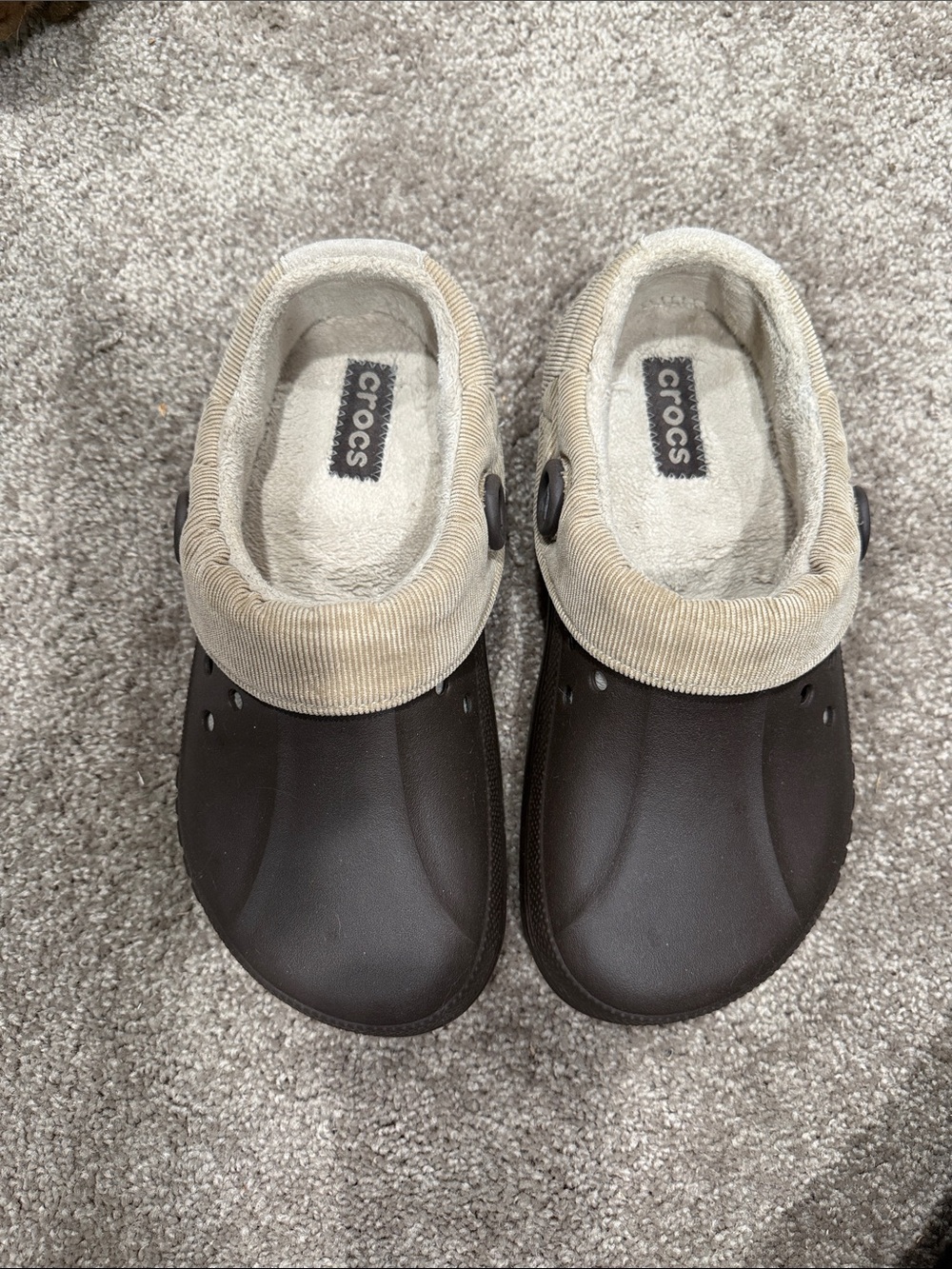 CROCS Mammoth Women's Brown Clog with Cream Lined Collar